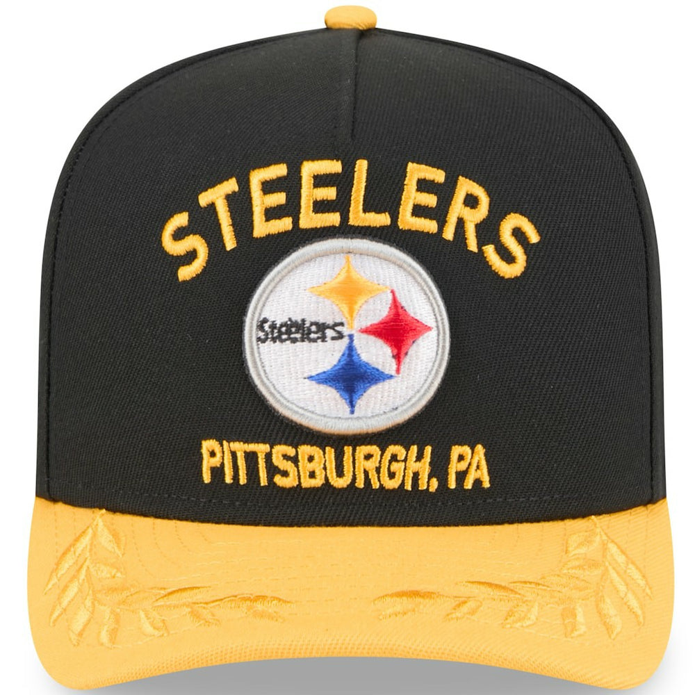 Pittsburgh Steelers New Era 2025 NFL Draft A-Frame 9FIFTY Snapback Hat - Black/Gold Hats