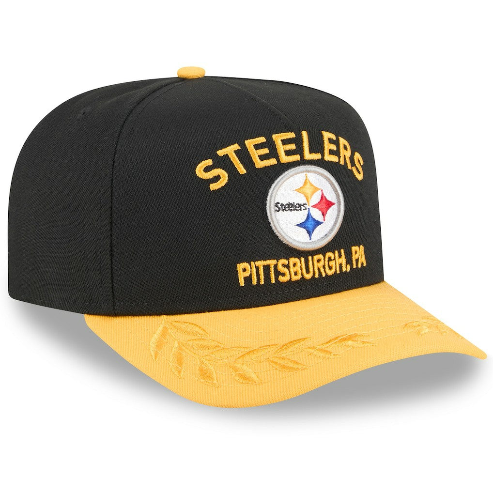 Pittsburgh Steelers New Era 2025 NFL Draft A-Frame 9FIFTY Snapback Hat - Black/Gold Hats