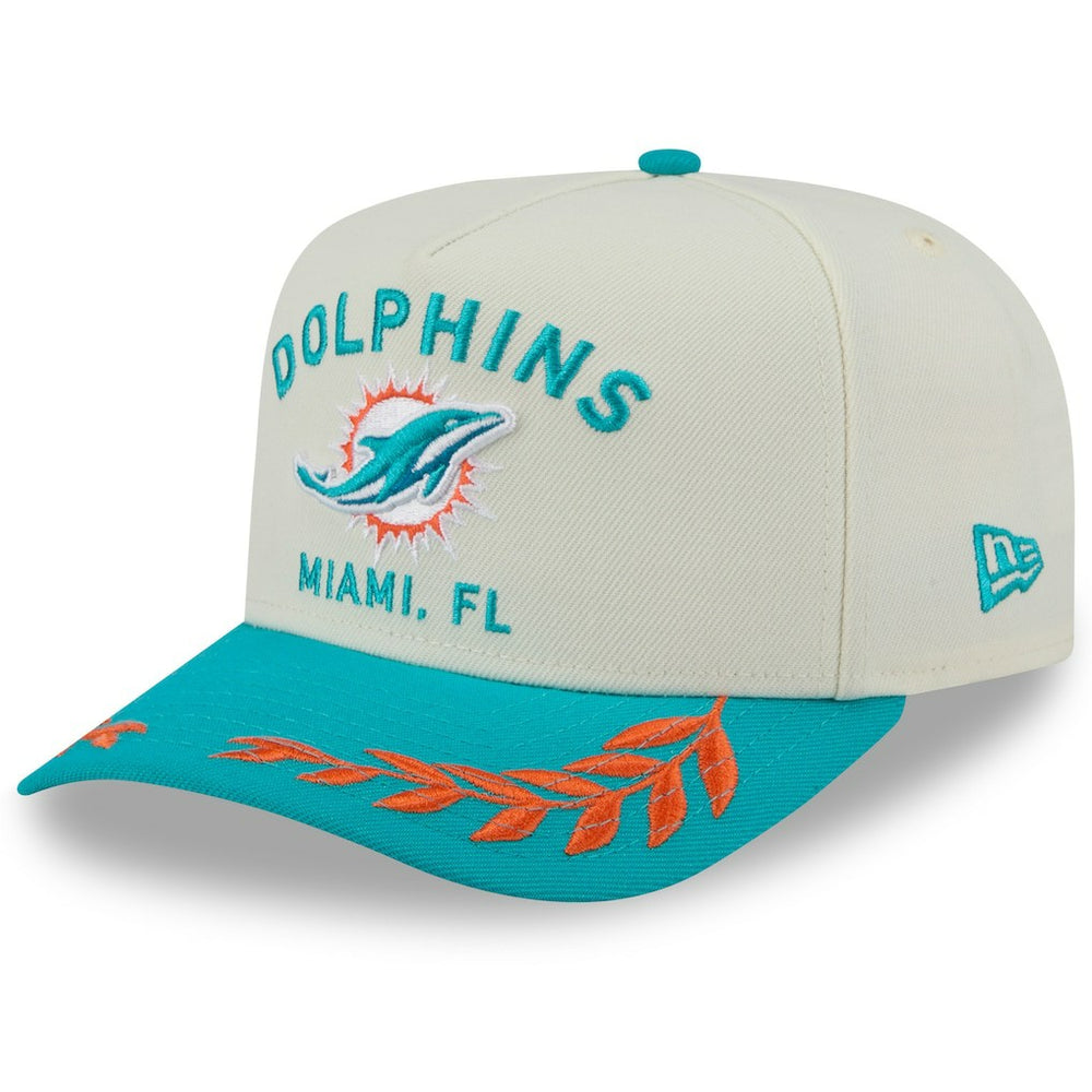 Miami Dolphins New Era 2025 NFL Draft A-Frame 9FIFTY Snapback Hat - Cream/Aqua Hats
