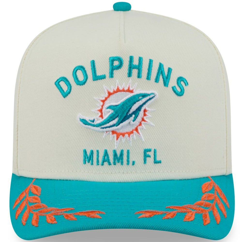 Miami Dolphins New Era 2025 NFL Draft A-Frame 9FIFTY Snapback Hat - Cream/Aqua Hats