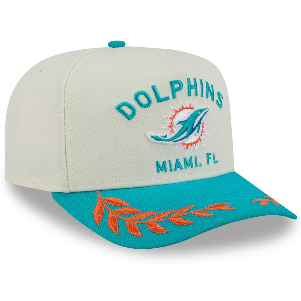 Miami Dolphins New Era 2025 NFL Draft A-Frame 9FIFTY Snapback Hat - Cream/Aqua Hats