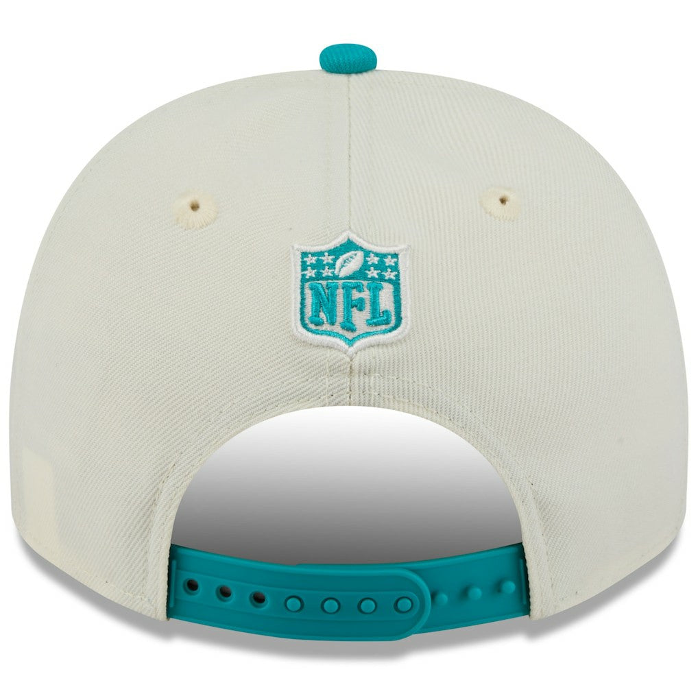 Miami Dolphins New Era 2025 NFL Draft A-Frame 9FIFTY Snapback Hat - Cream/Aqua Hats