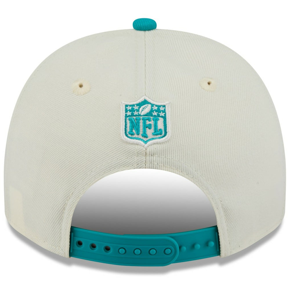 Miami Dolphins New Era 2025 NFL Draft A-Frame 9FIFTY Snapback Hat - Cream/Aqua Hats