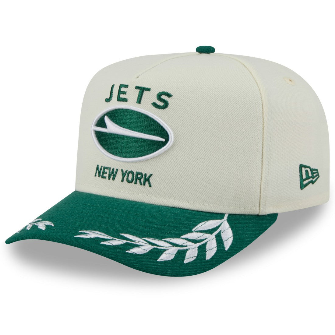 New York Jets New Era 2025 NFL Draft A-Frame 9FIFTY Snapback Hat - Cream/Green Hats