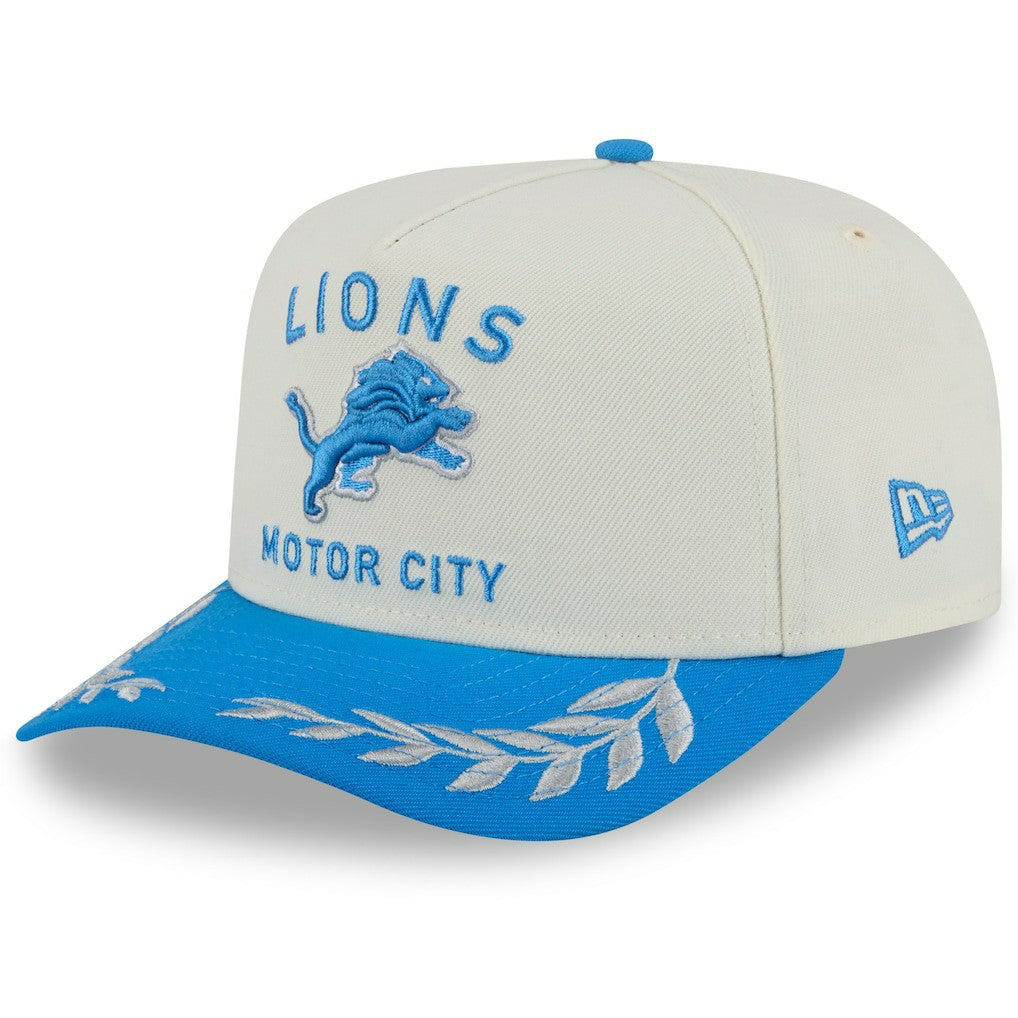 Detroit Lions New Era 2025 NFL Draft A-Frame 9FIFTY Snapback Hat - Cream/Blue Hats