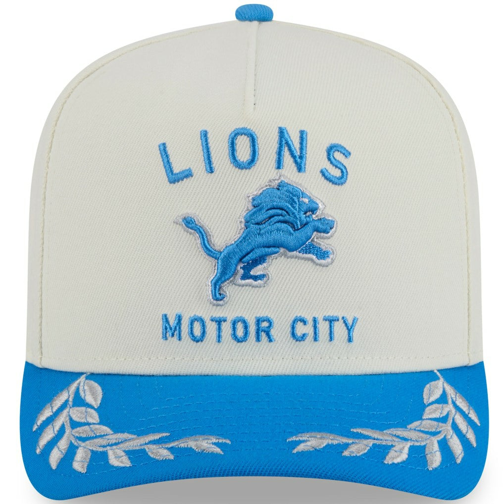 Detroit Lions New Era 2025 NFL Draft A-Frame 9FIFTY Snapback Hat - Cream/Blue Hats