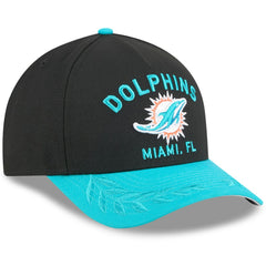Miami Dolphins New Era 2025 NFL Draft 9FORTY A-Frame M-Crown Adjustable Hat - Black/Aqua Hats