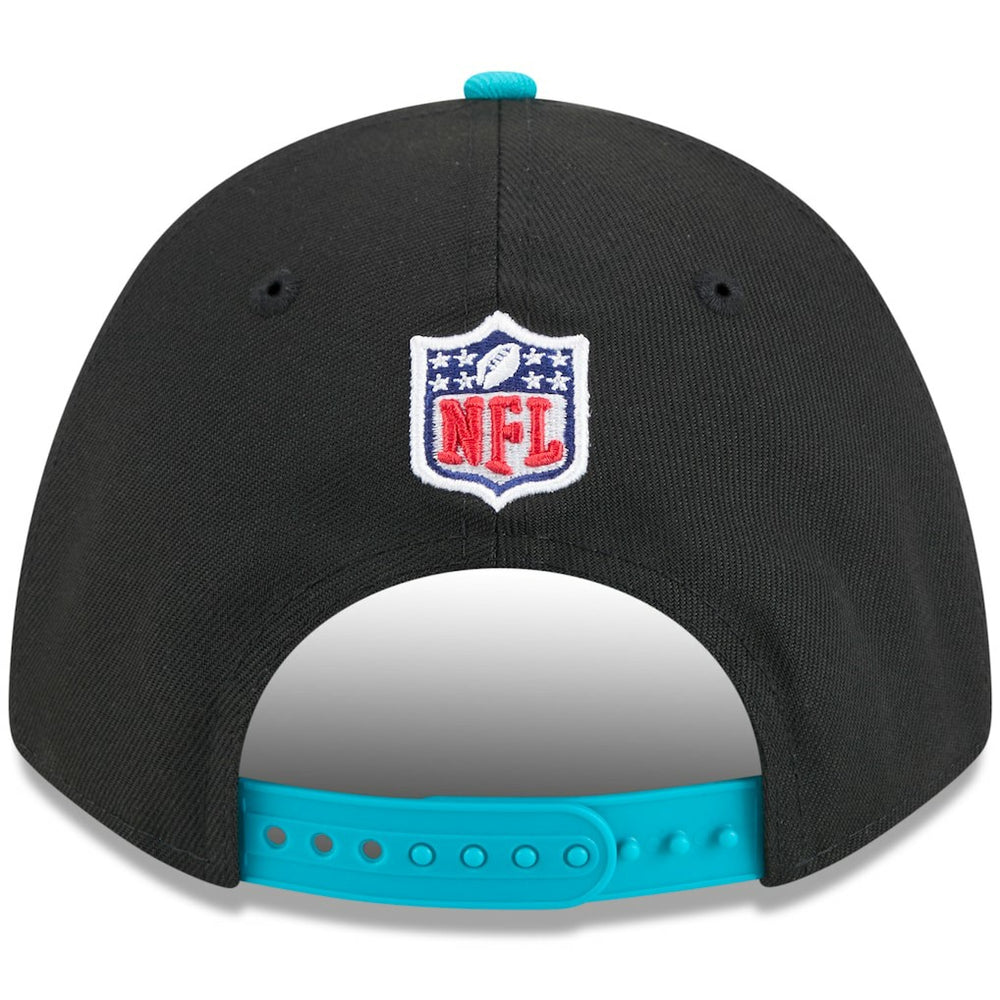 Miami Dolphins New Era 2025 NFL Draft 9FORTY A-Frame M-Crown Adjustable Hat - Black/Aqua Hats