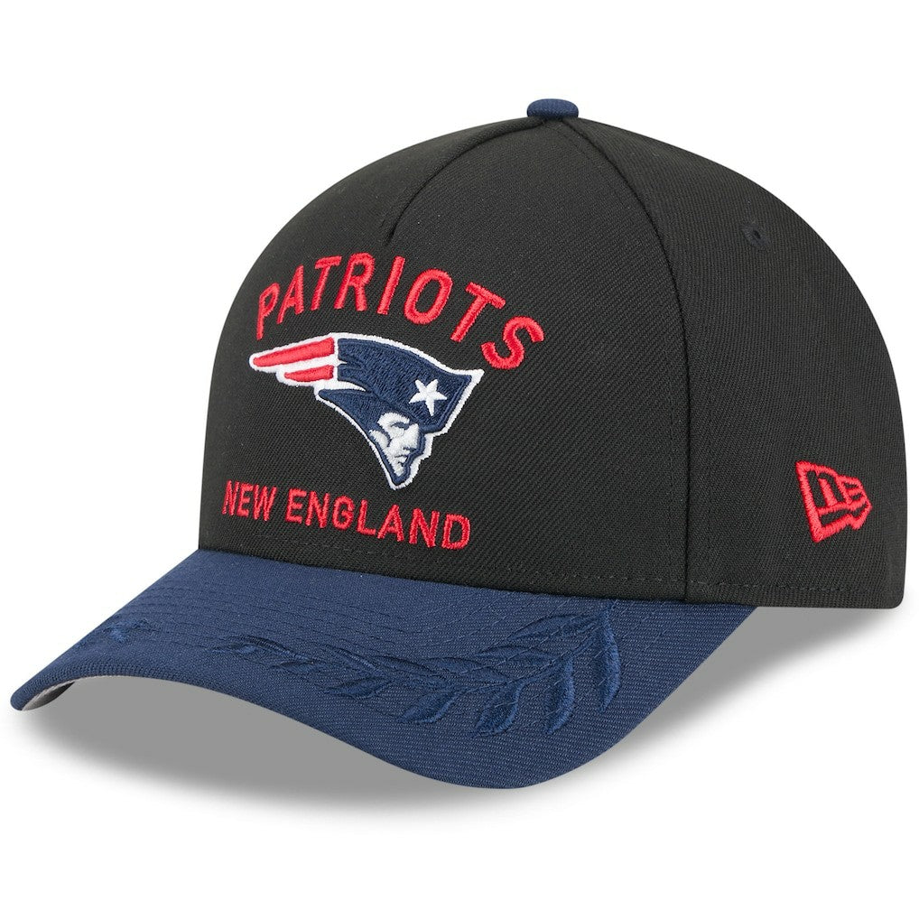 New England Patriots New Era 2025 NFL Draft 9FORTY A-Frame M-Crown Adjustable Hat - Black/Navy Hats