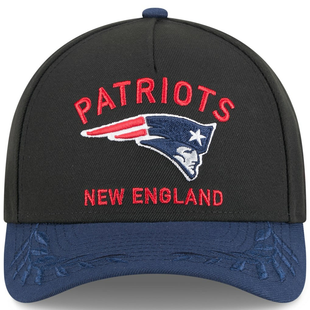 New England Patriots New Era 2025 NFL Draft 9FORTY A-Frame M-Crown Adjustable Hat - Black/Navy Hats