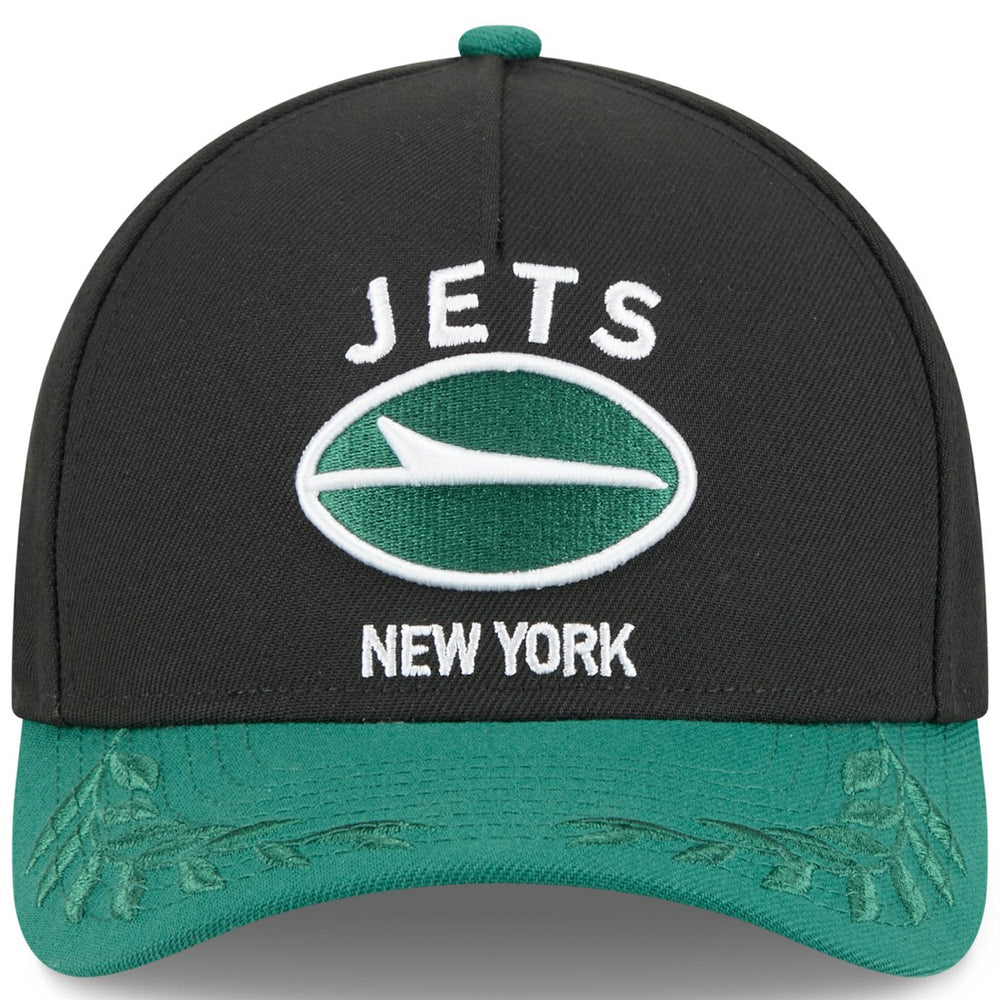 New York Jets New Era 2025 NFL Draft 9FORTY A-Frame M-Crown Adjustable Hat - Black/Green Hats