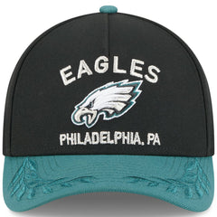 Philadelphia Eagles New Era 2025 NFL Draft 9FORTY A-Frame M-Crown Adjustable Hat - Black/Midnight Green Hats