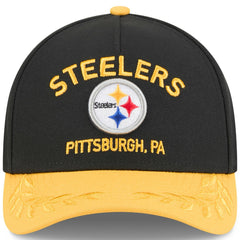 Pittsburgh Steelers New Era 2025 NFL Draft 9FORTY A-Frame M-Crown Adjustable Hat - Black/Gold Hats