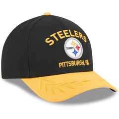 Pittsburgh Steelers New Era 2025 NFL Draft 9FORTY A-Frame M-Crown Adjustable Hat - Black/Gold Hats