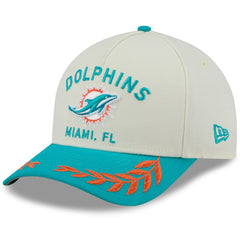 Miami Dolphins New Era 2025 NFL Draft 9FORTY A-Frame M-Crown Adjustable Hat - Cream/Aqua Hats