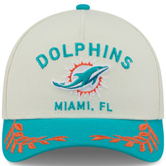 Miami Dolphins New Era 2025 NFL Draft 9FORTY A-Frame M-Crown Adjustable Hat - Cream/Aqua Hats