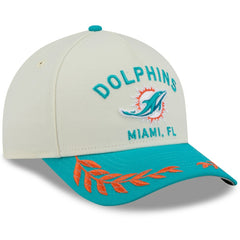 Miami Dolphins New Era 2025 NFL Draft 9FORTY A-Frame M-Crown Adjustable Hat - Cream/Aqua Hats