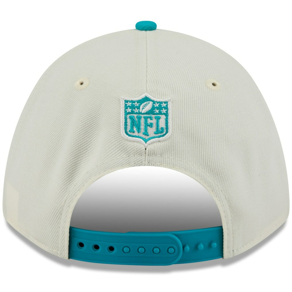 Miami Dolphins New Era 2025 NFL Draft 9FORTY A-Frame M-Crown Adjustable Hat - Cream/Aqua Hats