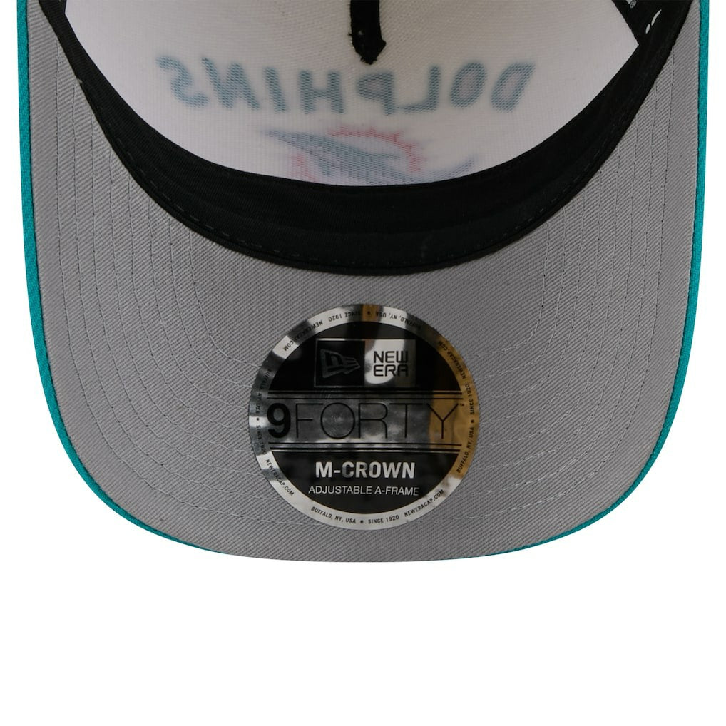 Miami Dolphins New Era 2025 NFL Draft 9FORTY A-Frame M-Crown Adjustable Hat - Cream/Aqua Hats