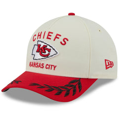 Kansas City Chiefs New Era 2025 NFL Draft 9FORTY A-Frame M-Crown Adjustable Hat - Cream/Red Hats