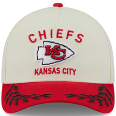 Kansas City Chiefs New Era 2025 NFL Draft 9FORTY A-Frame M-Crown Adjustable Hat - Cream/Red Hats