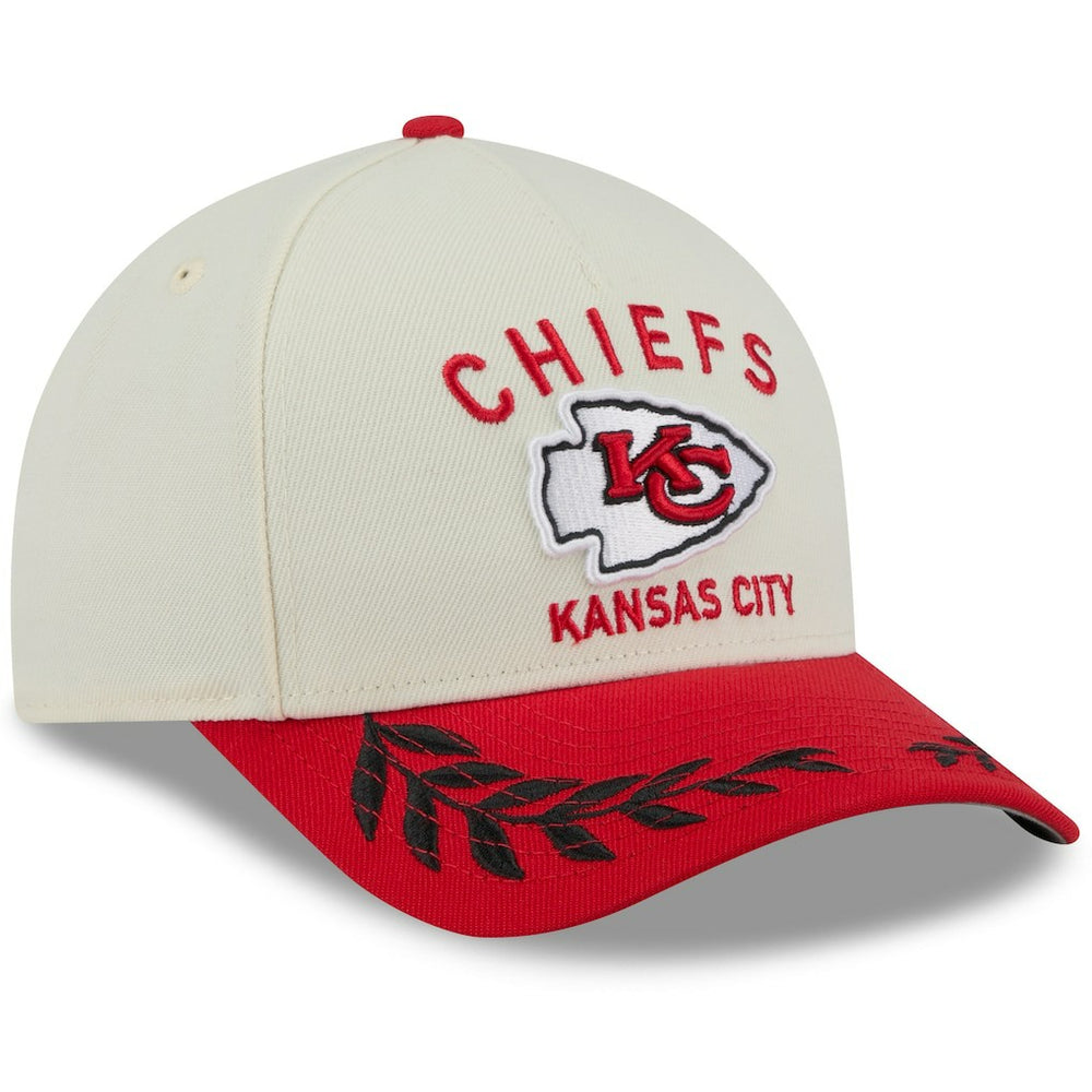 Kansas City Chiefs New Era 2025 NFL Draft 9FORTY A-Frame M-Crown Adjustable Hat - Cream/Red Hats