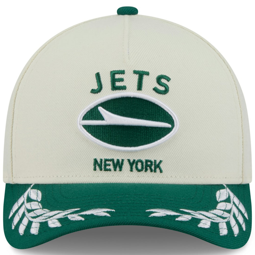 New York Jets New Era 2025 NFL Draft 9FORTY A-Frame M-Crown Adjustable Hat - Cream/Green Hats
