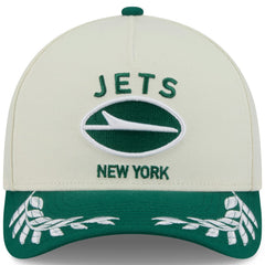 New York Jets New Era 2025 NFL Draft 9FORTY A-Frame M-Crown Adjustable Hat - Cream/Green Hats