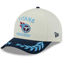 Tennessee Titans New Era 2025 NFL Draft 9FORTY A-Frame M-Crown Adjustable Hat - Cream/Navy Hats