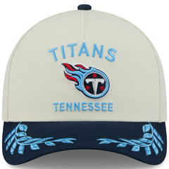 Tennessee Titans New Era 2025 NFL Draft 9FORTY A-Frame M-Crown Adjustable Hat - Cream/Navy Hats