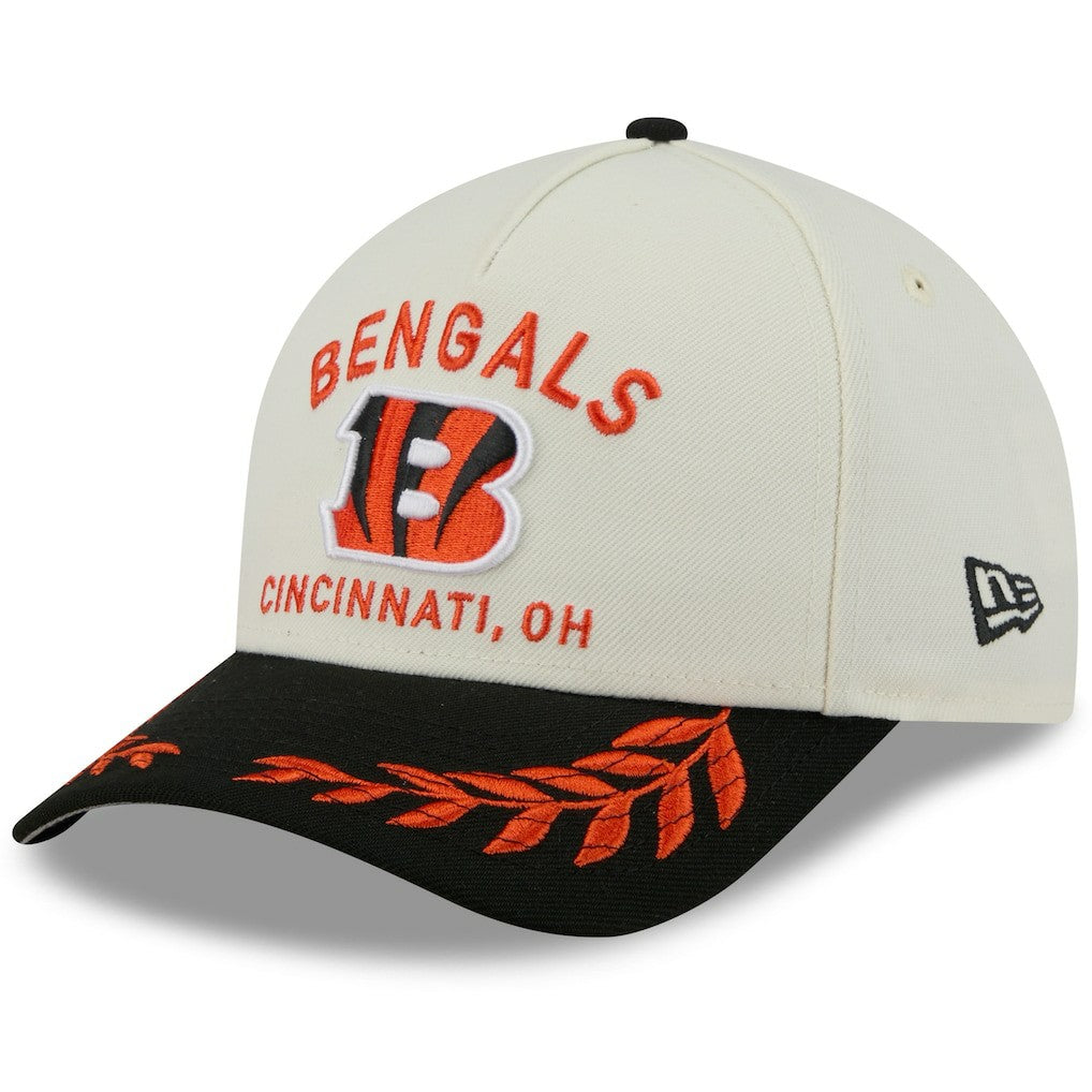 Cincinnati Bengals New Era 2025 NFL Draft 9FORTY A-Frame M-Crown Adjustable Hat - Cream/Black Hats