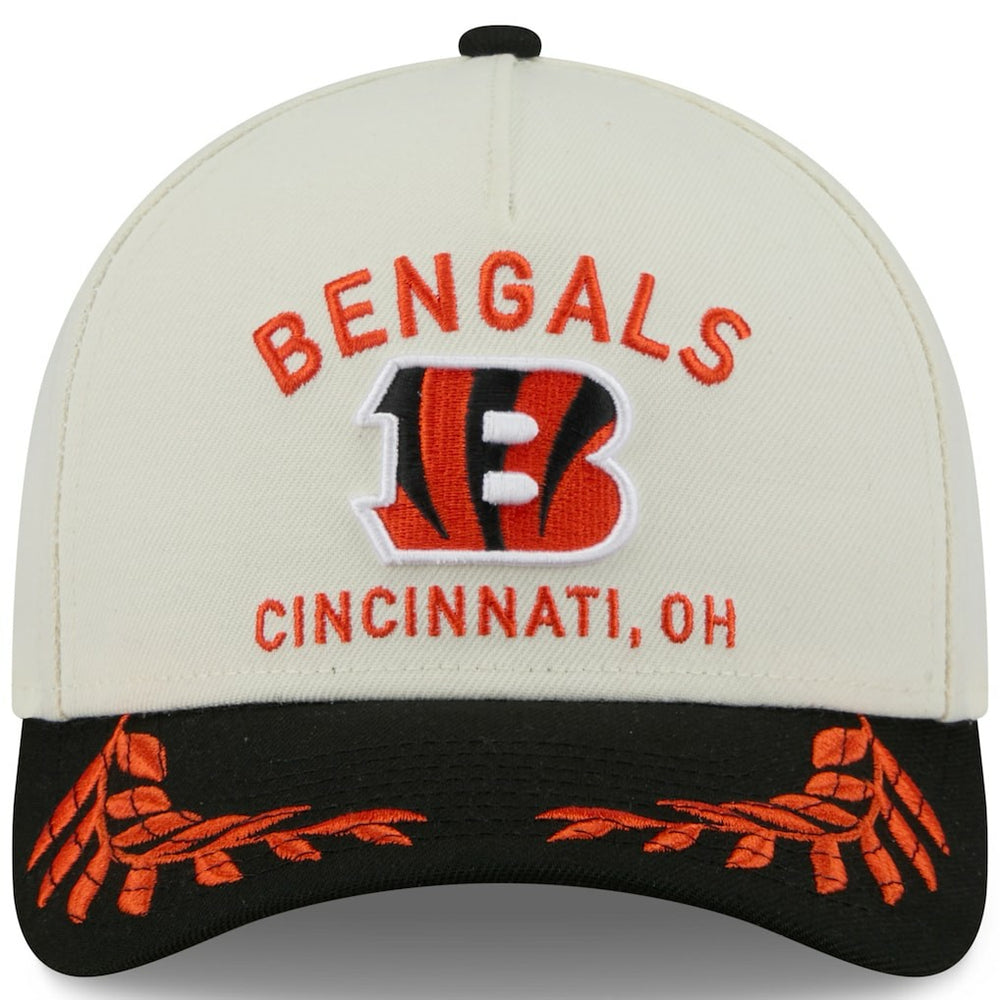 Cincinnati Bengals New Era 2025 NFL Draft 9FORTY A-Frame M-Crown Adjustable Hat - Cream/Black Hats