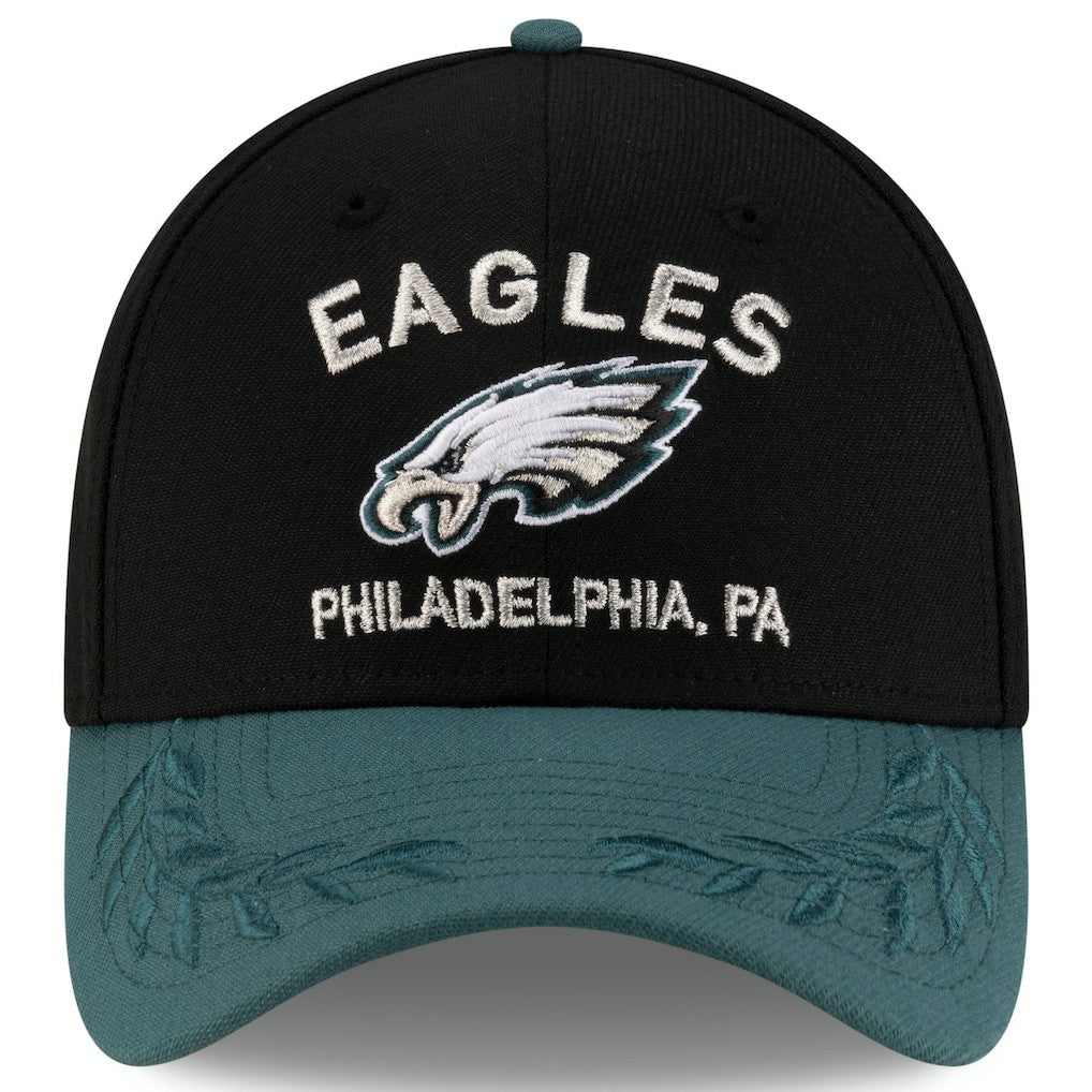 Philadelphia Eagles New Era 2025 NFL Draft 39THIRTY Flex Hat - Black/Midnight Green Hats