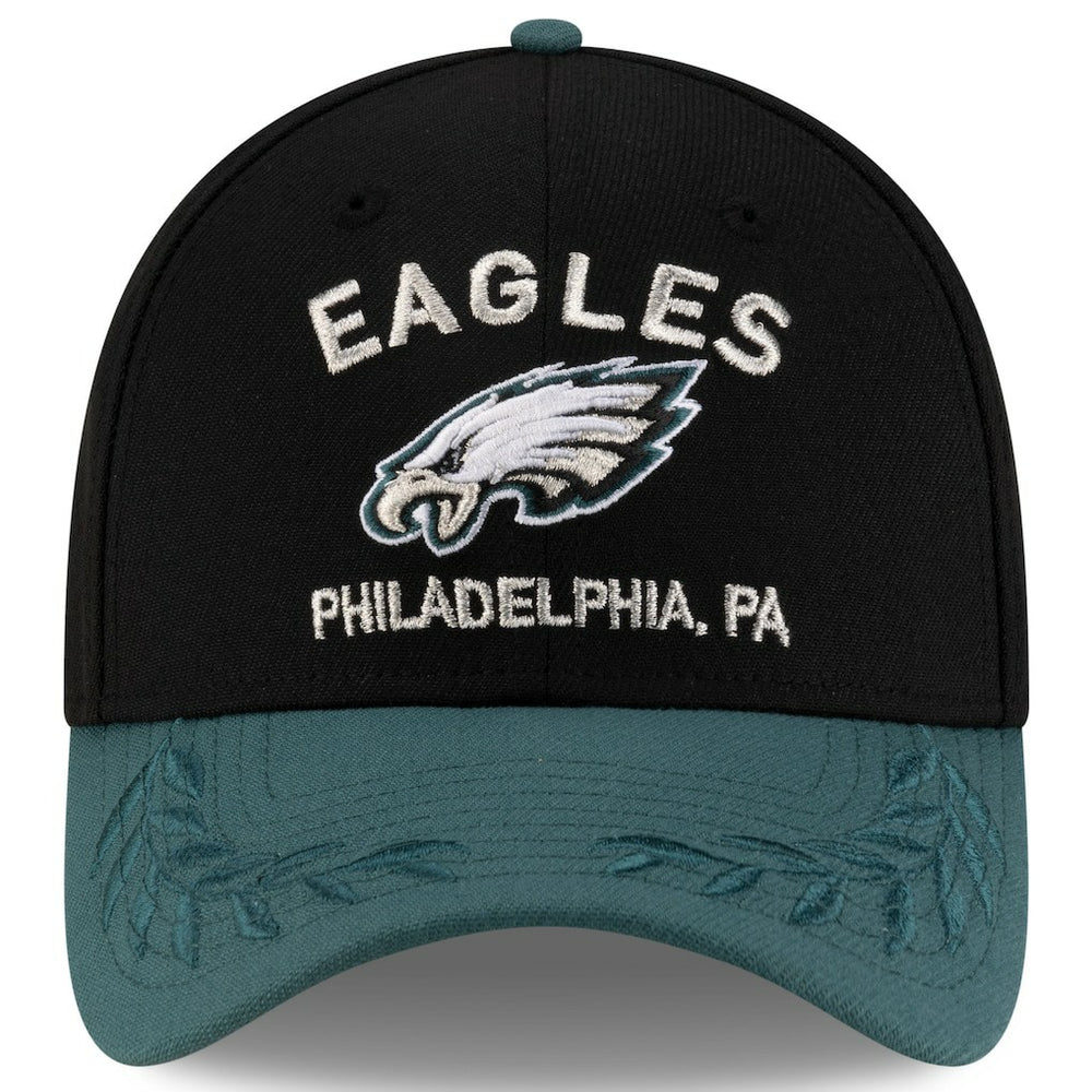 Philadelphia Eagles New Era 2025 NFL Draft 39THIRTY Flex Hat - Black/Midnight Green Hats