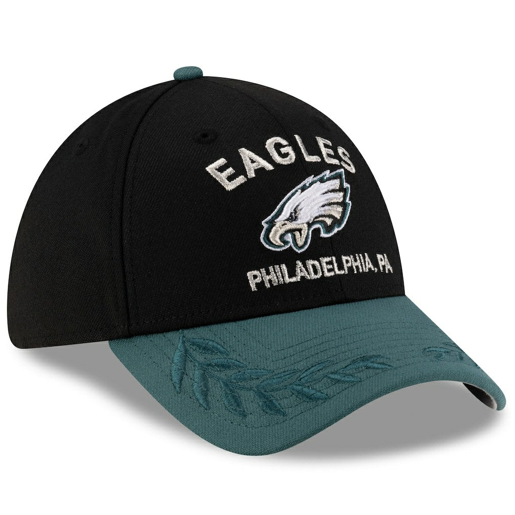 Philadelphia Eagles New Era 2025 NFL Draft 39THIRTY Flex Hat - Black/Midnight Green Hats