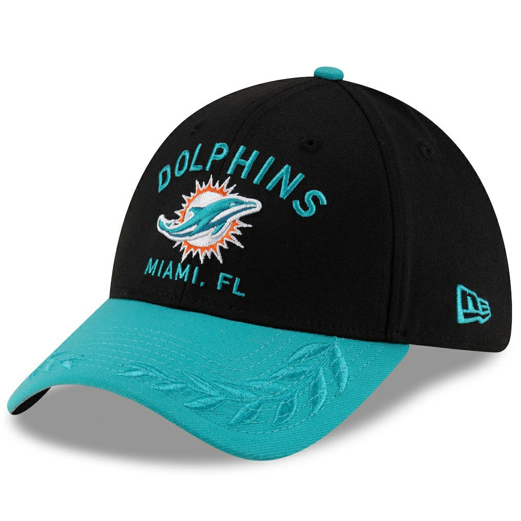 Miami Dolphins New Era 2025 NFL Draft 39THIRTY Flex Hat - Black/Aqua Hats