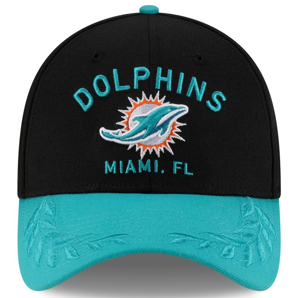 Miami Dolphins New Era 2025 NFL Draft 39THIRTY Flex Hat - Black/Aqua Hats