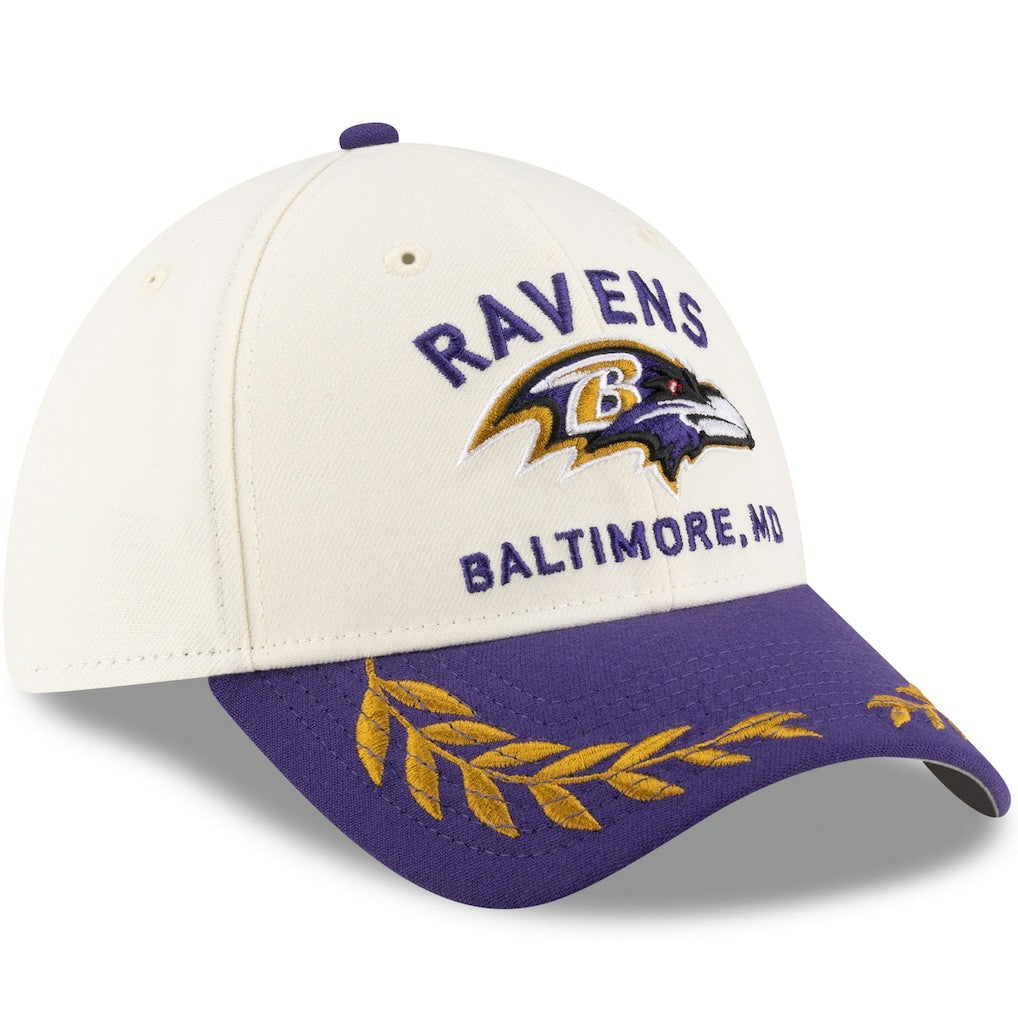 Baltimore Ravens New Era 2025 NFL Draft 39THIRTY Flex Hat - Cream/Purple Hats