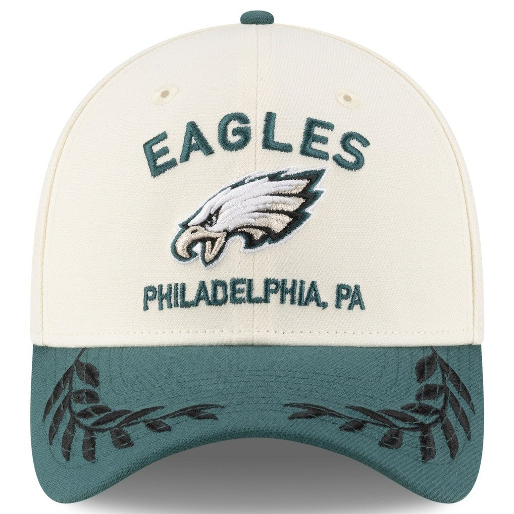 Philadelphia Eagles New Era 2025 NFL Draft 39THIRTY Flex Hat - Cream/Midnight Green Hats