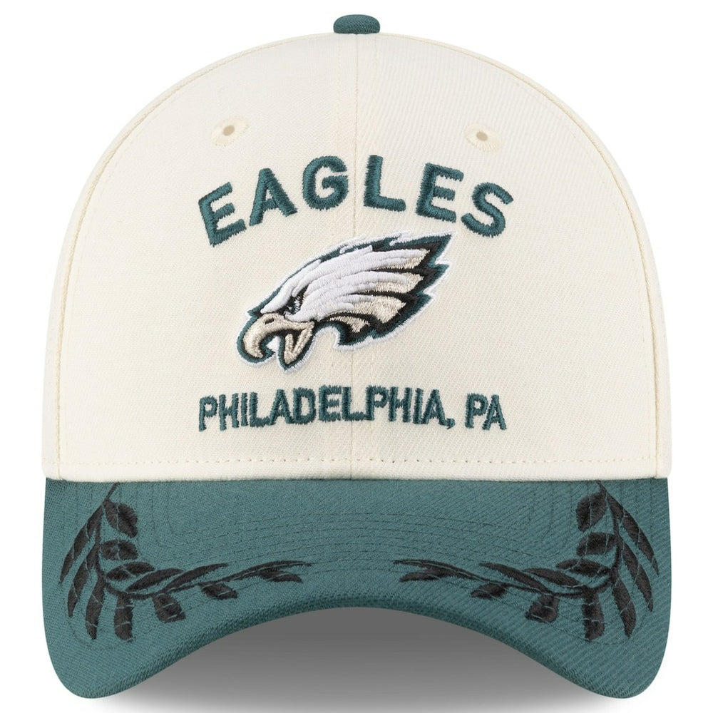 Philadelphia Eagles New Era 2025 NFL Draft 39THIRTY Flex Hat - Cream/Midnight Green Hats