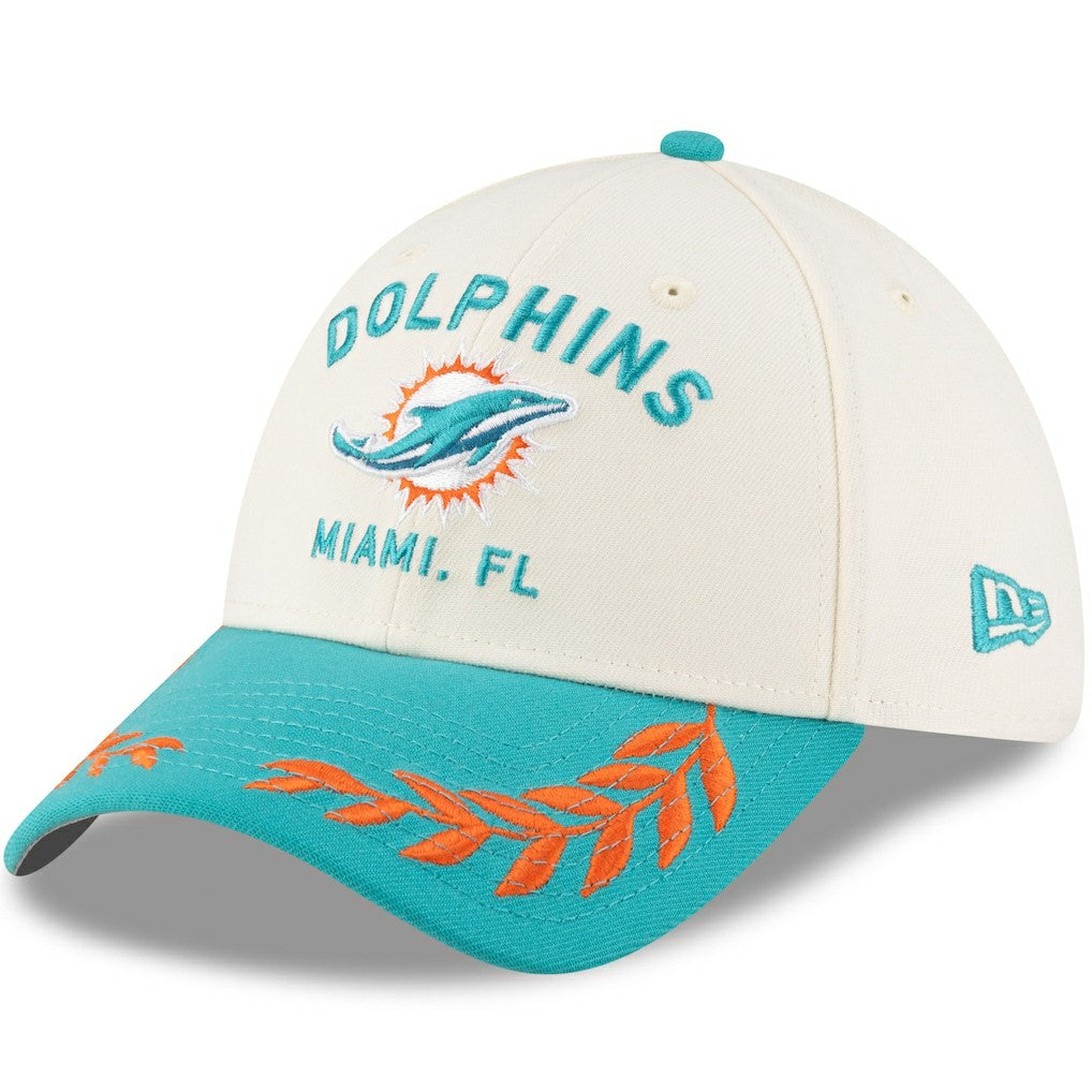 Miami Dolphins New Era 2025 NFL Draft 39THIRTY Flex Hat - Cream/Aqua Hats