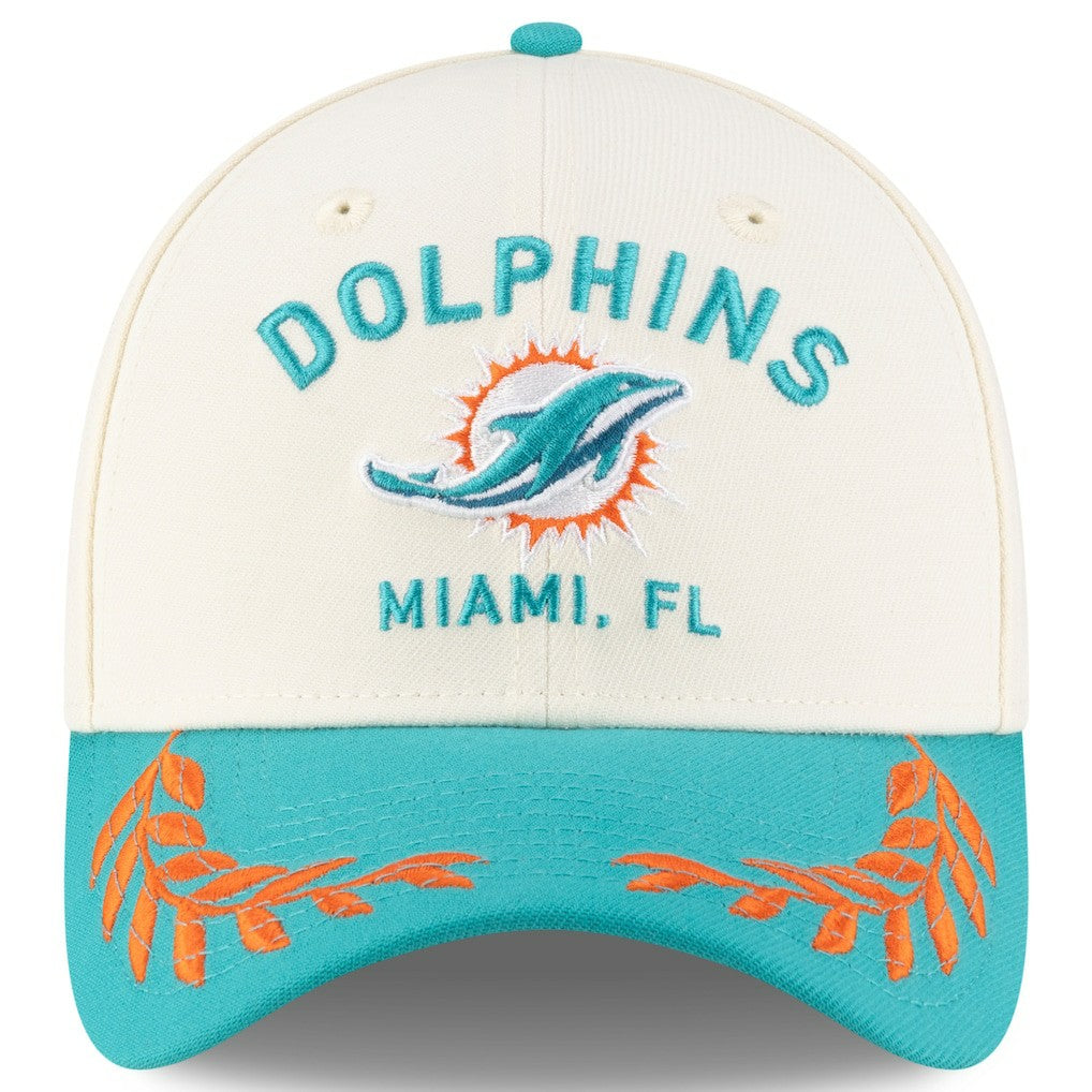 Miami Dolphins New Era 2025 NFL Draft 39THIRTY Flex Hat - Cream/Aqua Hats