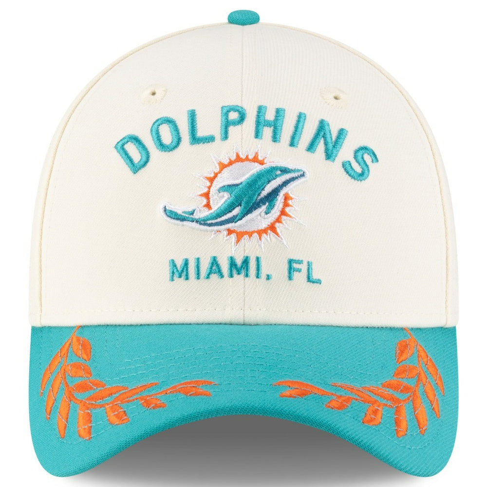 Miami Dolphins New Era 2025 NFL Draft 39THIRTY Flex Hat - Cream/Aqua Hats