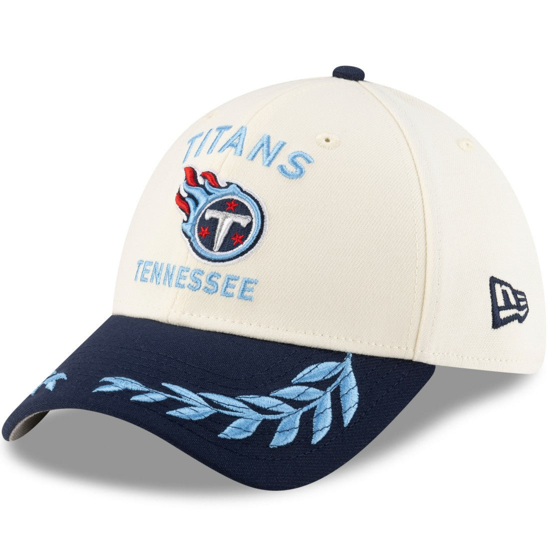 Tennessee Titans New Era 2025 NFL Draft 39THIRTY Flex Hat - Cream/Navy Hats