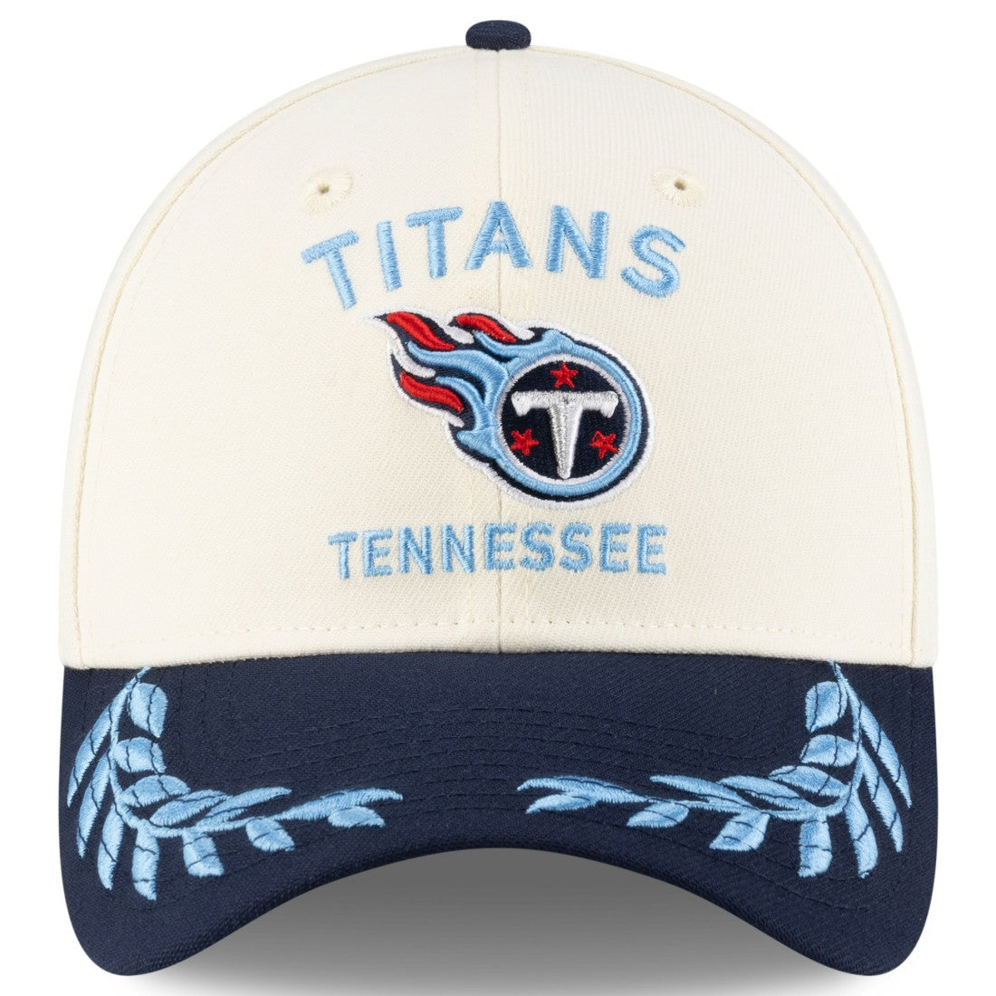 Tennessee Titans New Era 2025 NFL Draft 39THIRTY Flex Hat - Cream/Navy Hats