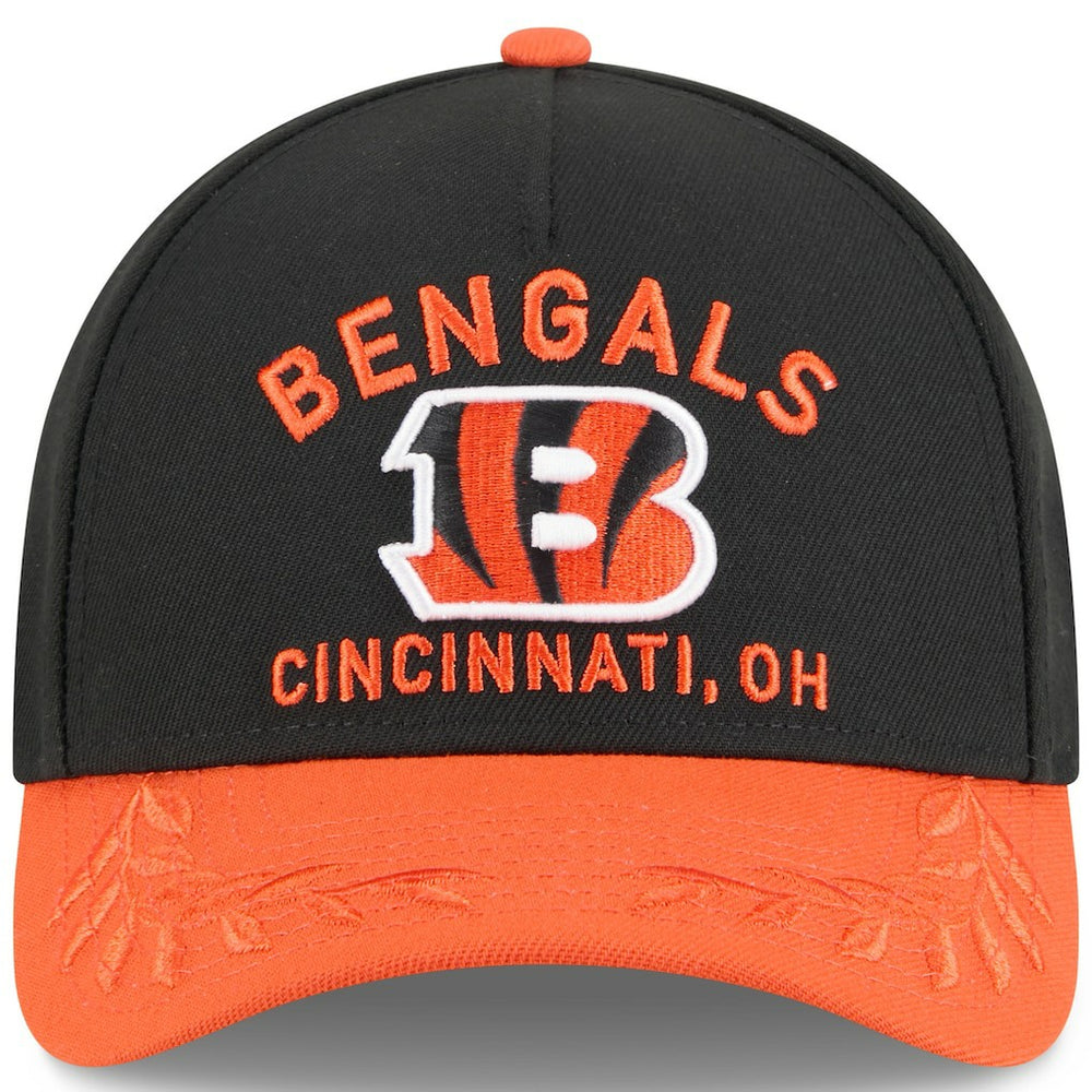 Cincinnati Bengals New Era Youth 2025 NFL Draft 9FORTY A-Frame M-Crown Adjustable Hat - Black/Orange Hats