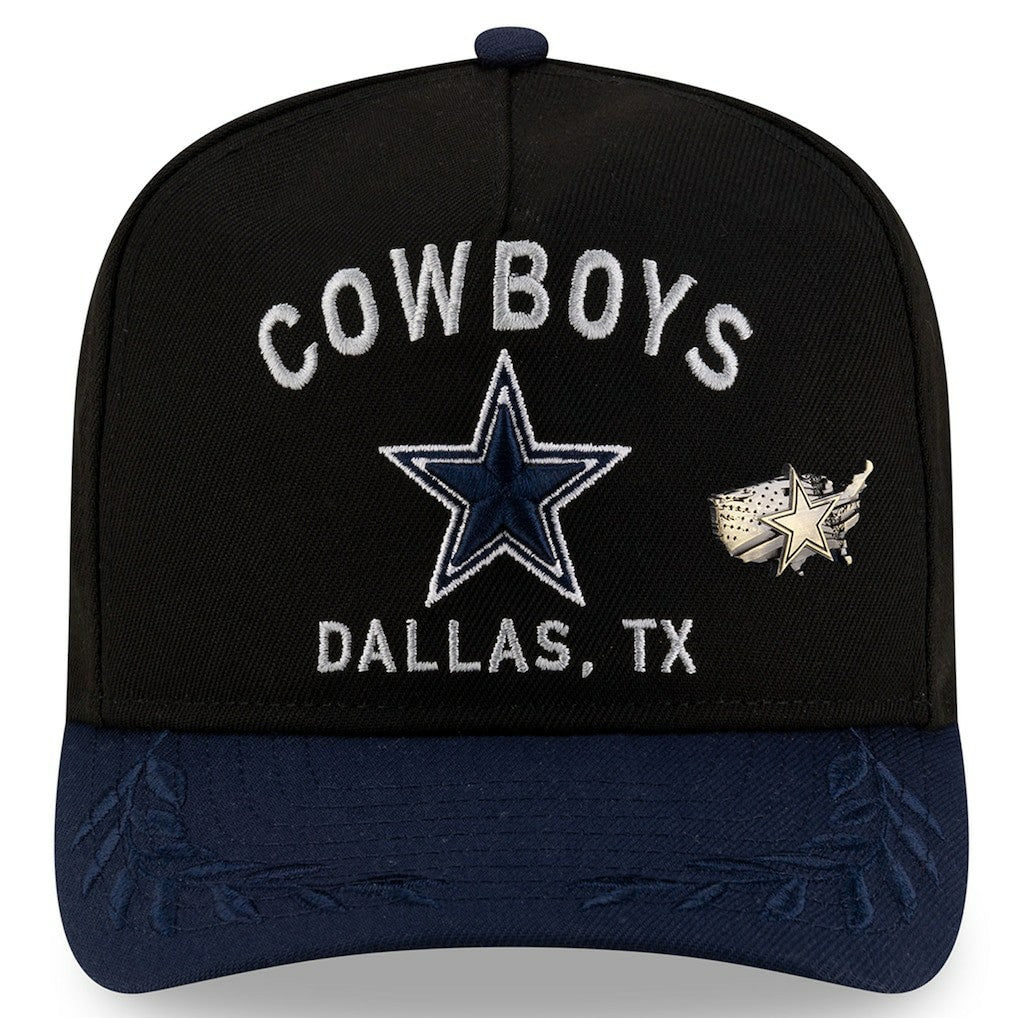 Dallas Cowboys New Era 2025 NFL Draft On Stage A-Frame 59FIFTY Fitted Hat - Black/Navy Hats