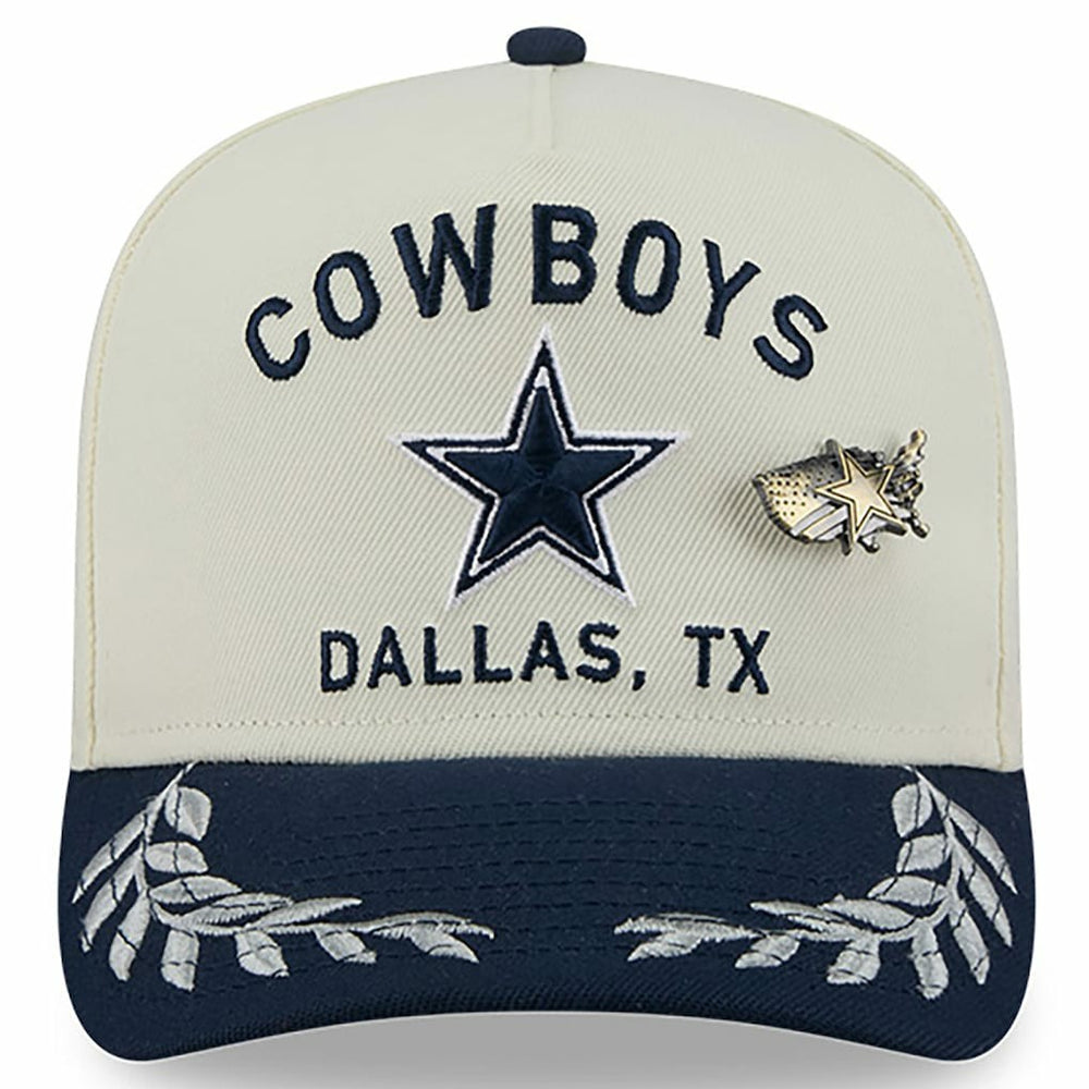 Dallas Cowboys New Era 2025 NFL Draft A-Frame 59FIFTY Fitted Hat - Cream/Navy Hats