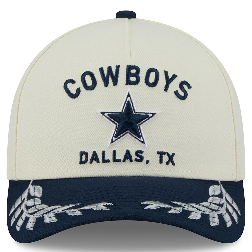 Dallas Cowboys New Era 2025 NFL Draft 9FORTY A-Frame M-Crown Adjustable Hat - Cream/Navy Hats