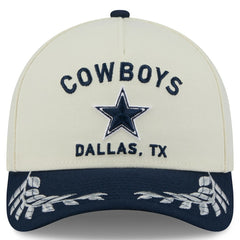 Dallas Cowboys New Era 2025 NFL Draft 9FORTY A-Frame M-Crown Adjustable Hat - Cream/Navy Hats